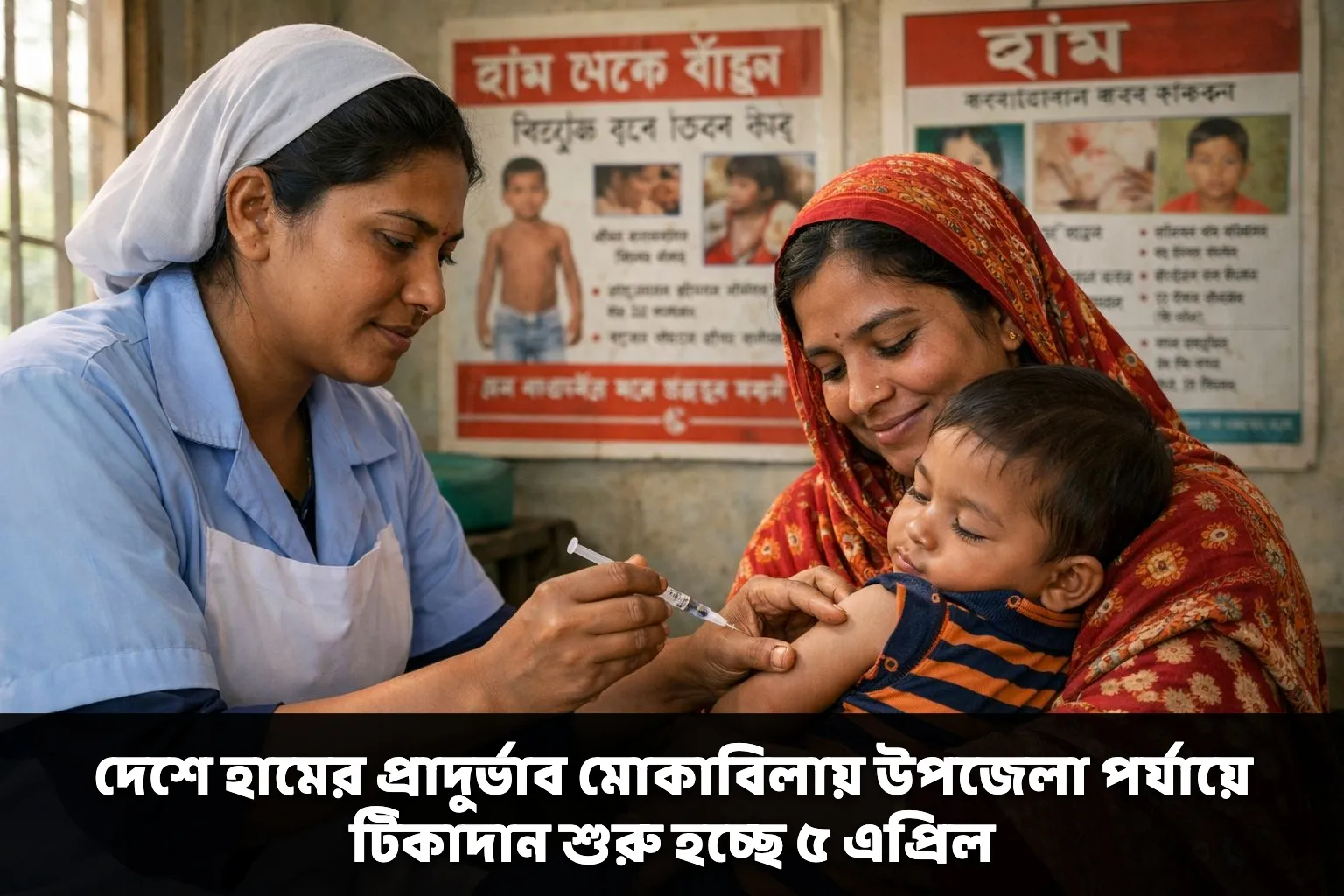 দেশে হামের প্রাদুর্ভাব মোকাবিলায় উপজেলা পর্যায়ে টিকাদান শুরু হচ্ছে ৫ এপ্রিল