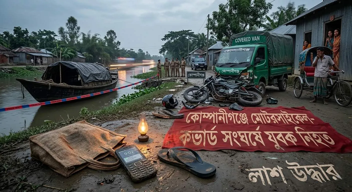 কোম্পানীগঞ্জে মোটরসাইকেল-কভার্ড ভ্যান সংঘর্ষে যুবক নিহত