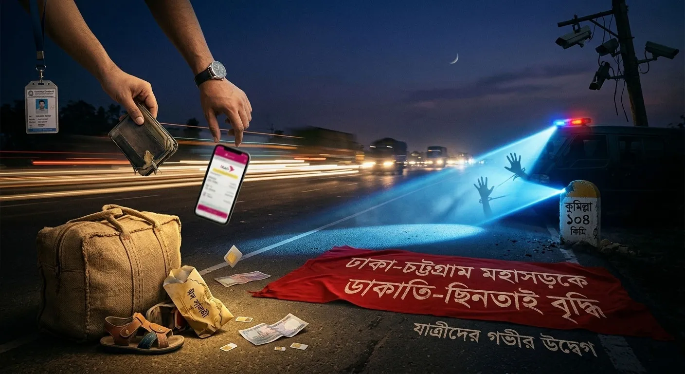 ঈদের আগে ঢাকা-চট্টগ্রাম মহাসড়কে ডাকাতি-ছিনতাই বৃদ্ধি: যাত্রীদের উদ্বেগ